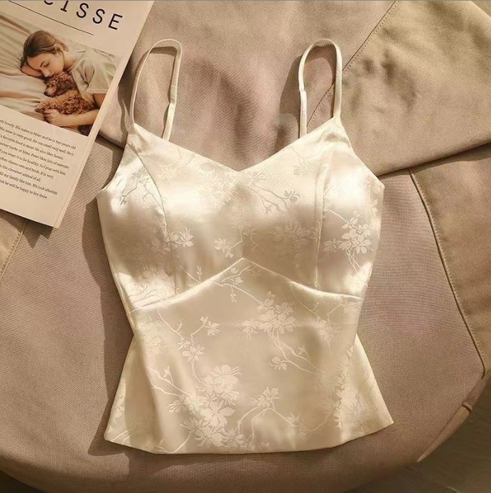 French Jacquard Satin Silk Camisole