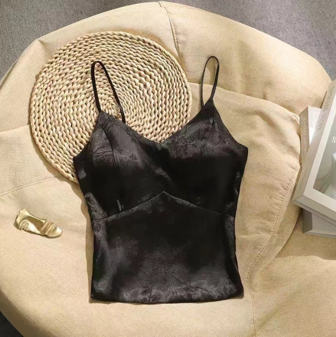 French Jacquard Satin Silk Camisole