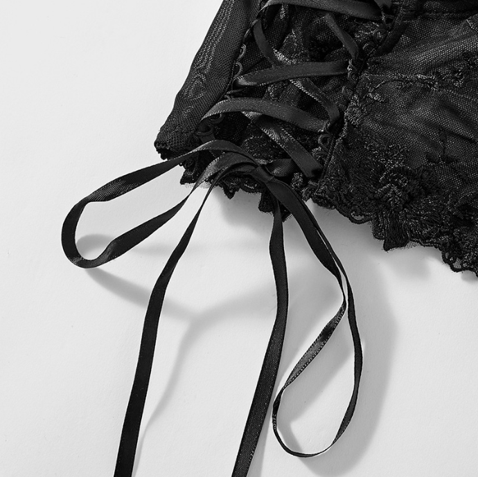 Black Elegant High-end Lace Embroidery Bodysuit