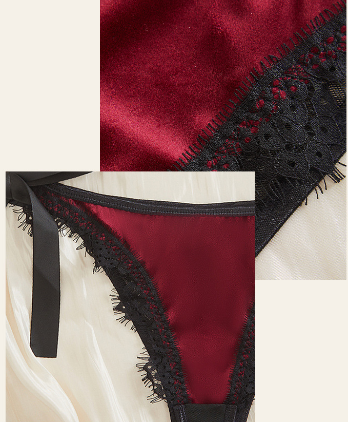 Elegant lace satin sexy lingerie set