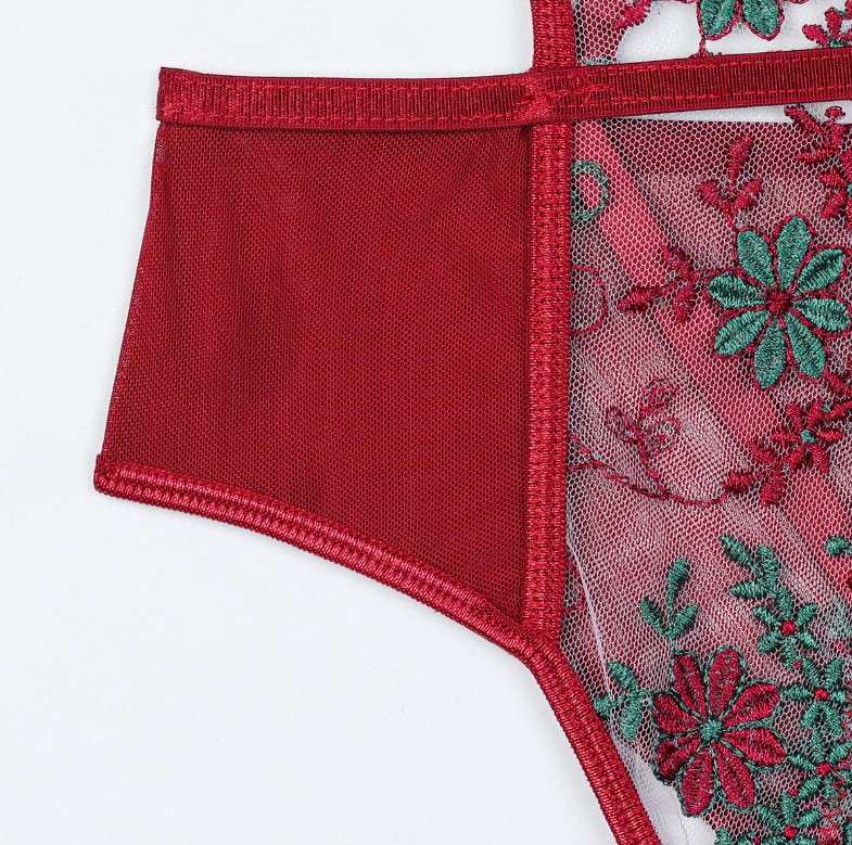 Detachable Heavy Embroidery Lace Sexy Bodysuit