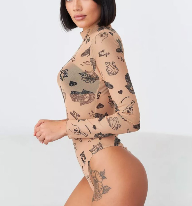 Sexy bodysuit with Western prints