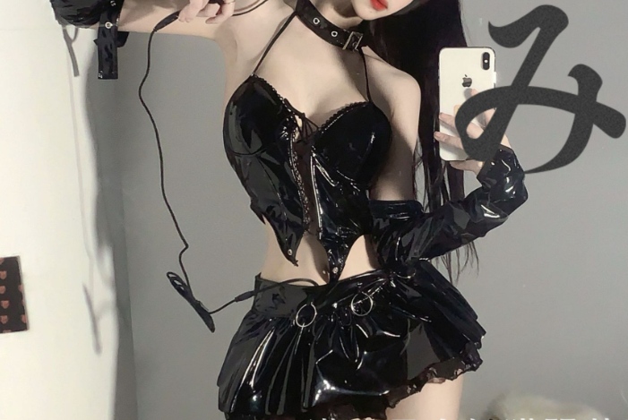 Halloween Cat Girl Patent Leather Sexy Lingerie Set