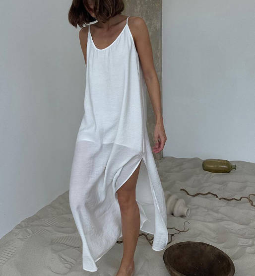 Women Cotton Long Loose Fit Sleep Dress Camisole Nightgown