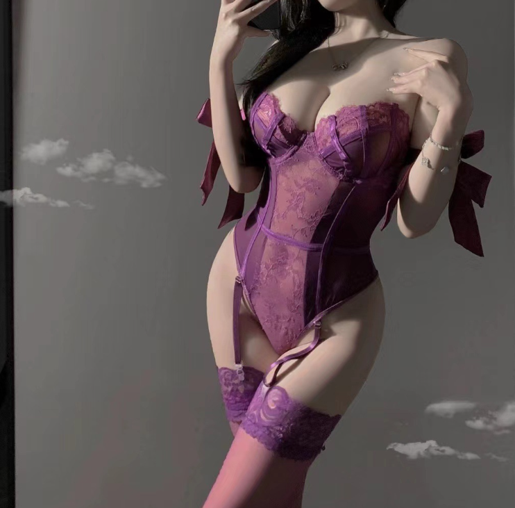 Sexy Lingerie Purple Lace Bodysuit