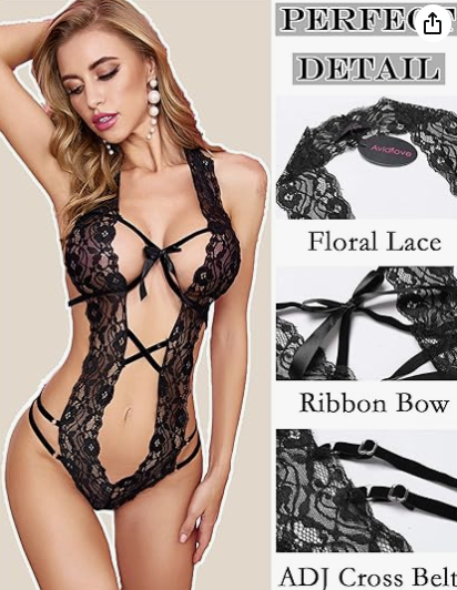 Hollow Tie Bowknot Lace One-Piece Bodysuit