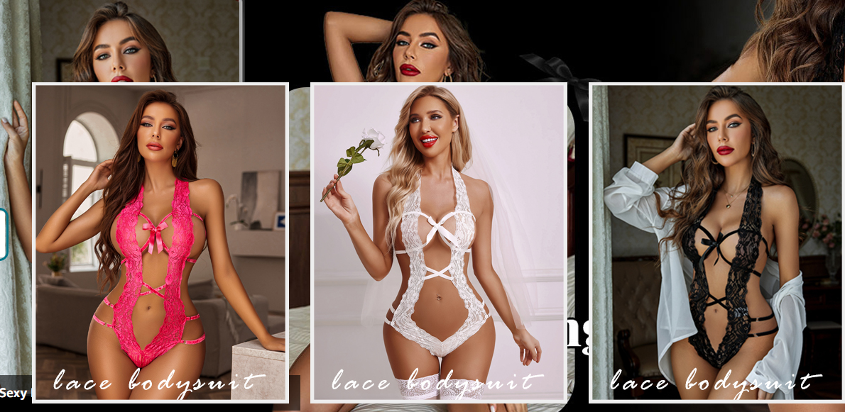 Hollow Tie Bowknot Lace One-Piece Bodysuit