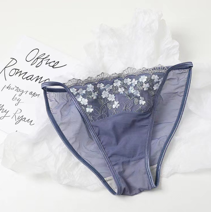 French Sexy Lace Embroidered Flower Lingerie Set