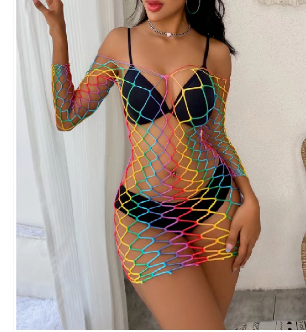 Rainbow Colored Mesh Sexy Lingerie Accessory