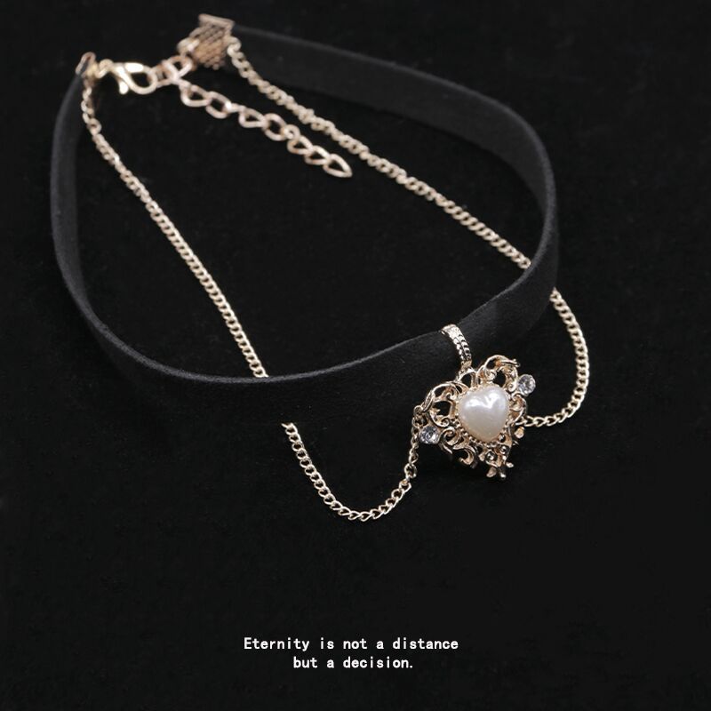 New Retro Choker Golden Peach Velvet Chain
