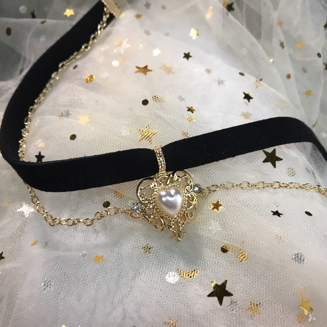 New Retro Choker Golden Peach Velvet Chain