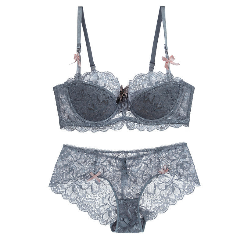 Sexy Lace Underwear Thin Bra Push Up Adjustable Bralette Set