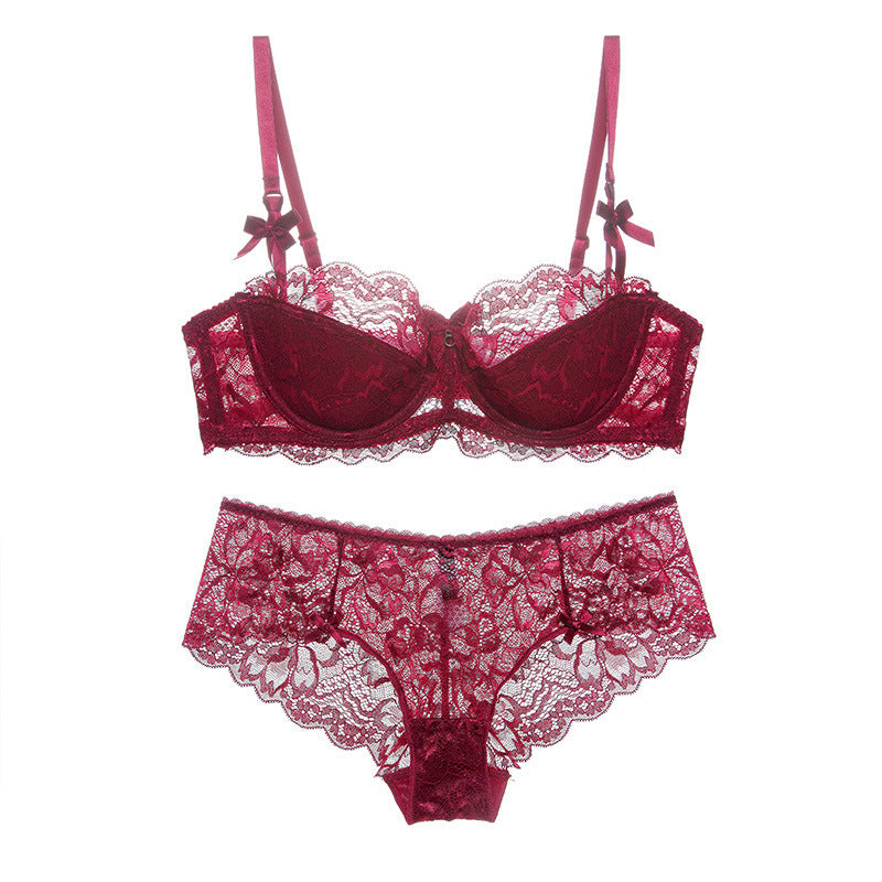 Sexy Lace Underwear Thin Bra Push Up Adjustable Bralette Set