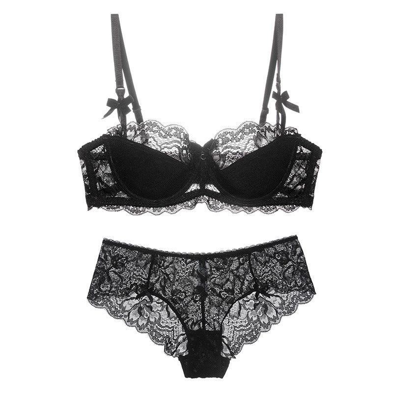 Sexy Lace Underwear Thin Bra Push Up Adjustable Bralette Set