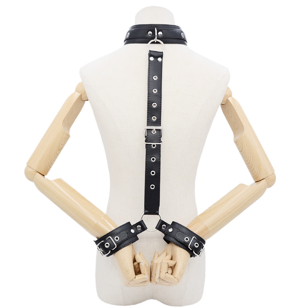 PU Leather SM Bandage Back Handcuffs Bandage Set
