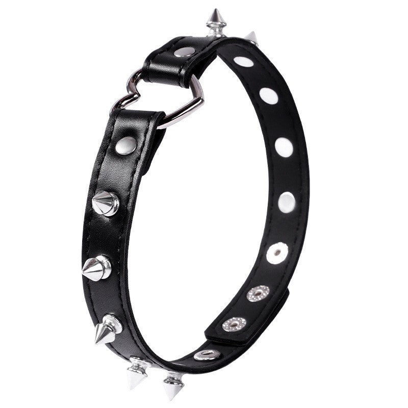PU Leather Metal Ring Rivet Choker