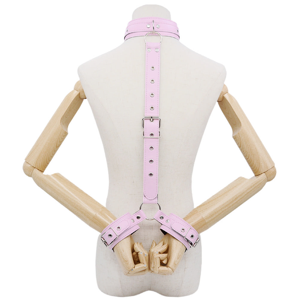 PU Leather SM Bandage Back Handcuffs Bandage Set