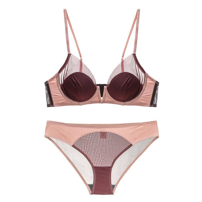 New Sexy Lingerie Thin Lace Deep V Bralette Set
