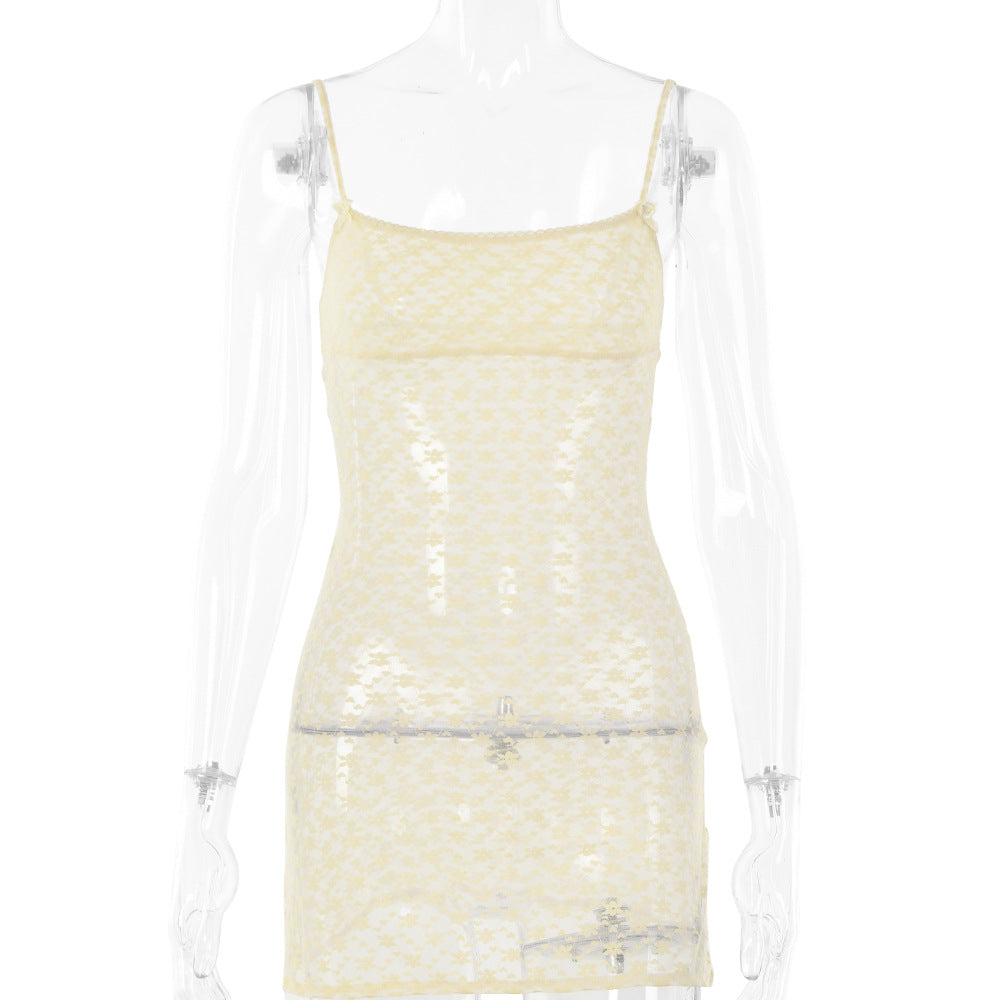 Perspective Embroidery Lace Mini Dress Club Wear