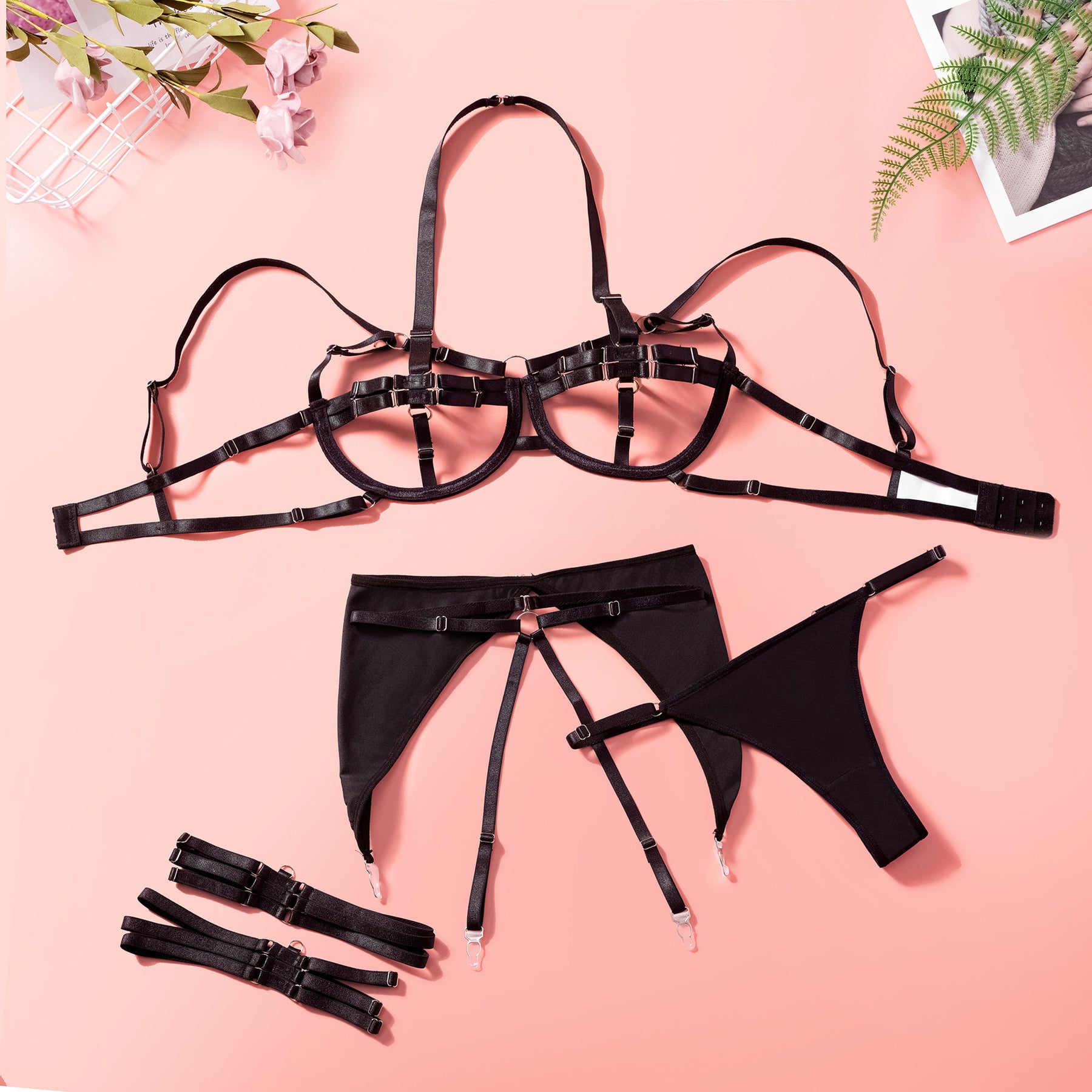 Open Brust Strappy Bandage Sexy Lingerie Set