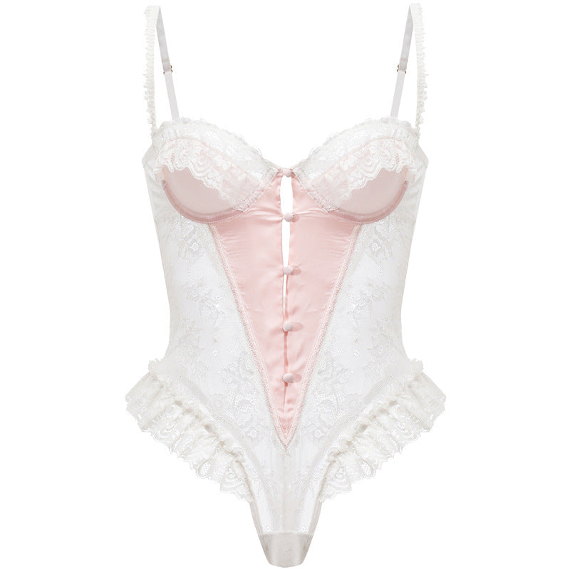 Lace Sexy Flip-Off Underwire Bodysuit - Sexyzara
