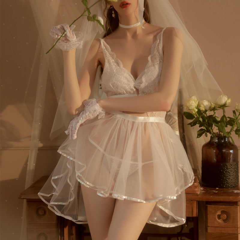 New Romantic Bridal Mesh Sexy Suit Perspective Lace Sexy Costume