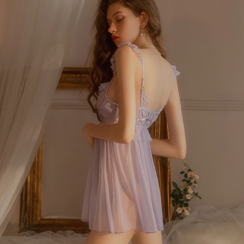 New Sexy Mesh Suspender Skirt Perspective Chemise