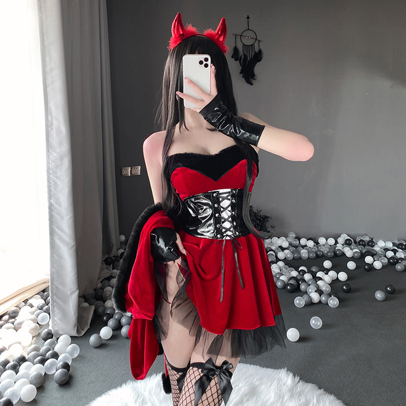 Christmas Witch Lace Plumes Sexy Lingerie Costume