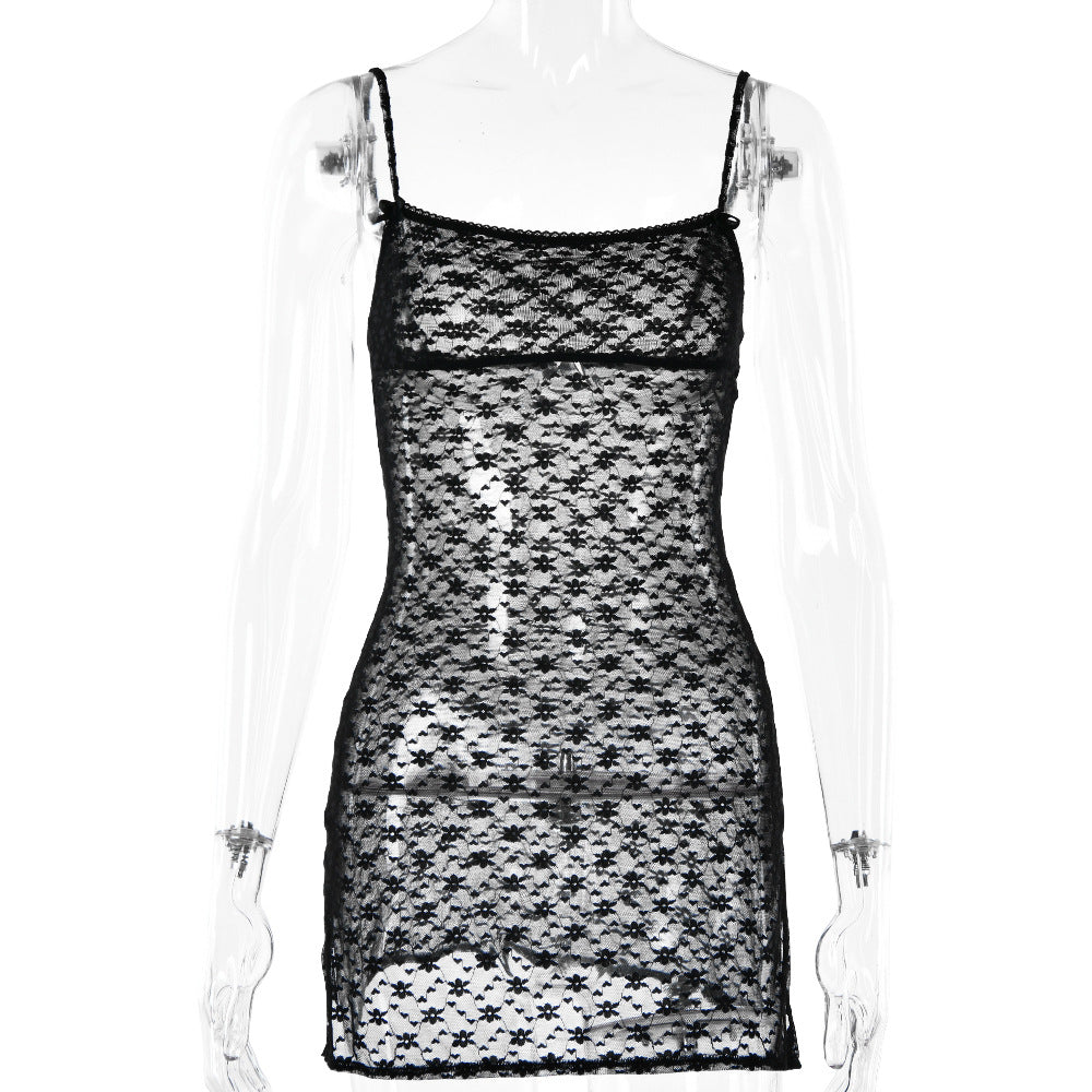 Perspective Embroidery Lace Mini Dress Club Wear