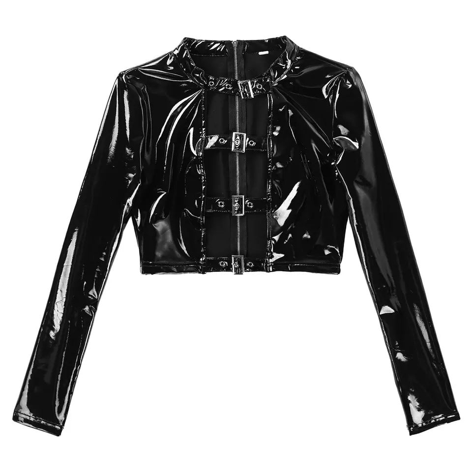 PU Leather Open Brust Bandage Sexy Costume Set
