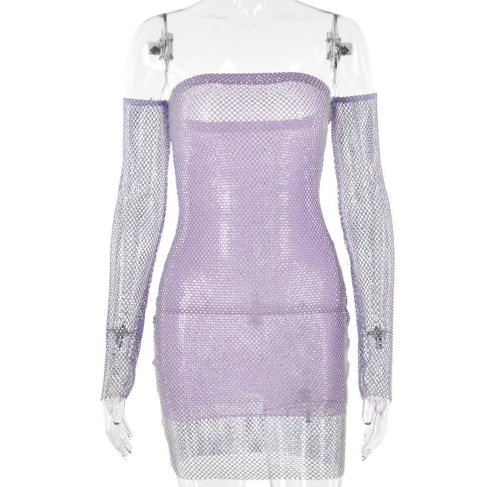 Perspective Flash Chip Fishnet Sexy Mini Dress Club Wear