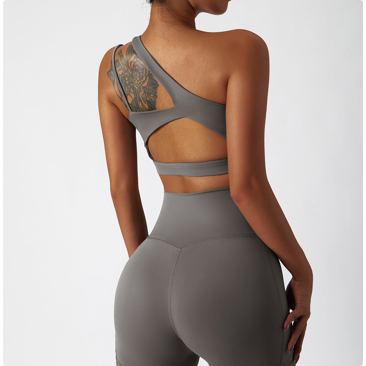 Sports Bra One Shoulder Strap Yoga Underwear