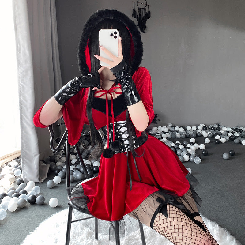 Christmas Witch Lace Plumes Sexy Lingerie Costume