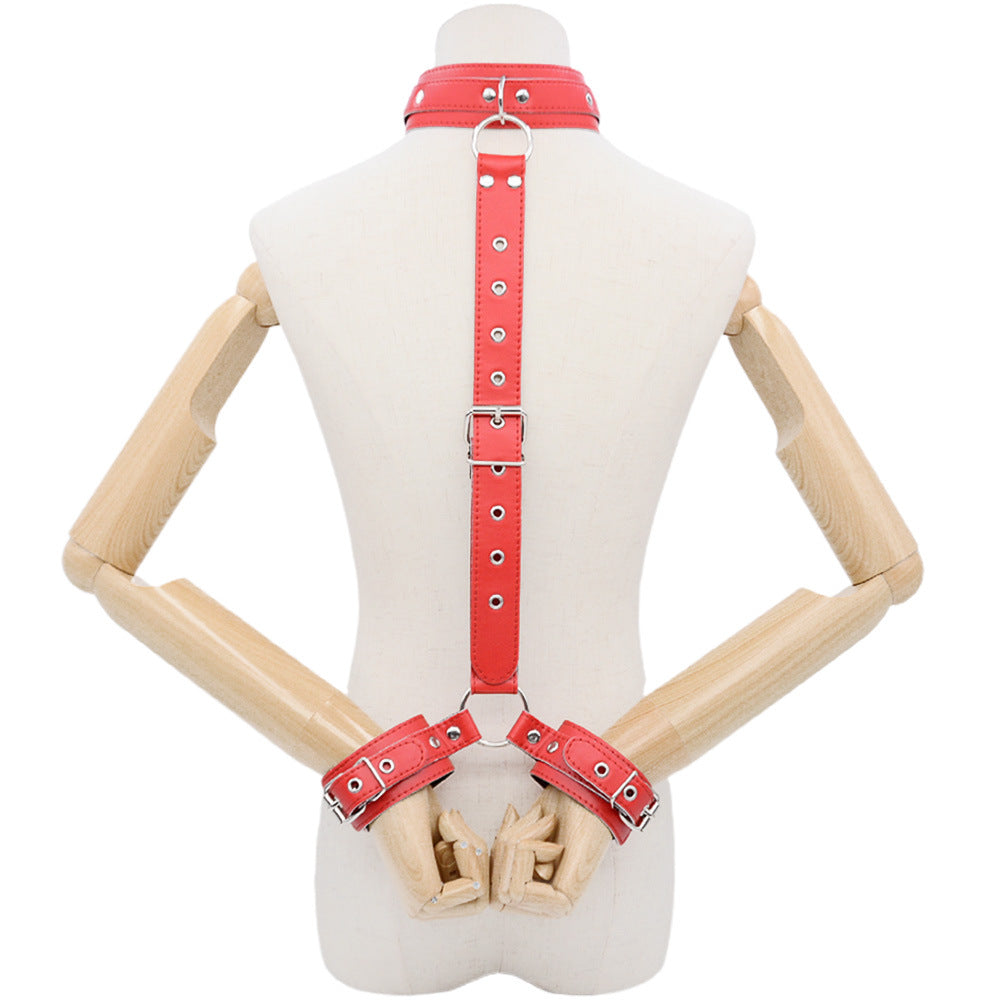 PU Leather SM Bandage Back Handcuffs Bandage Set