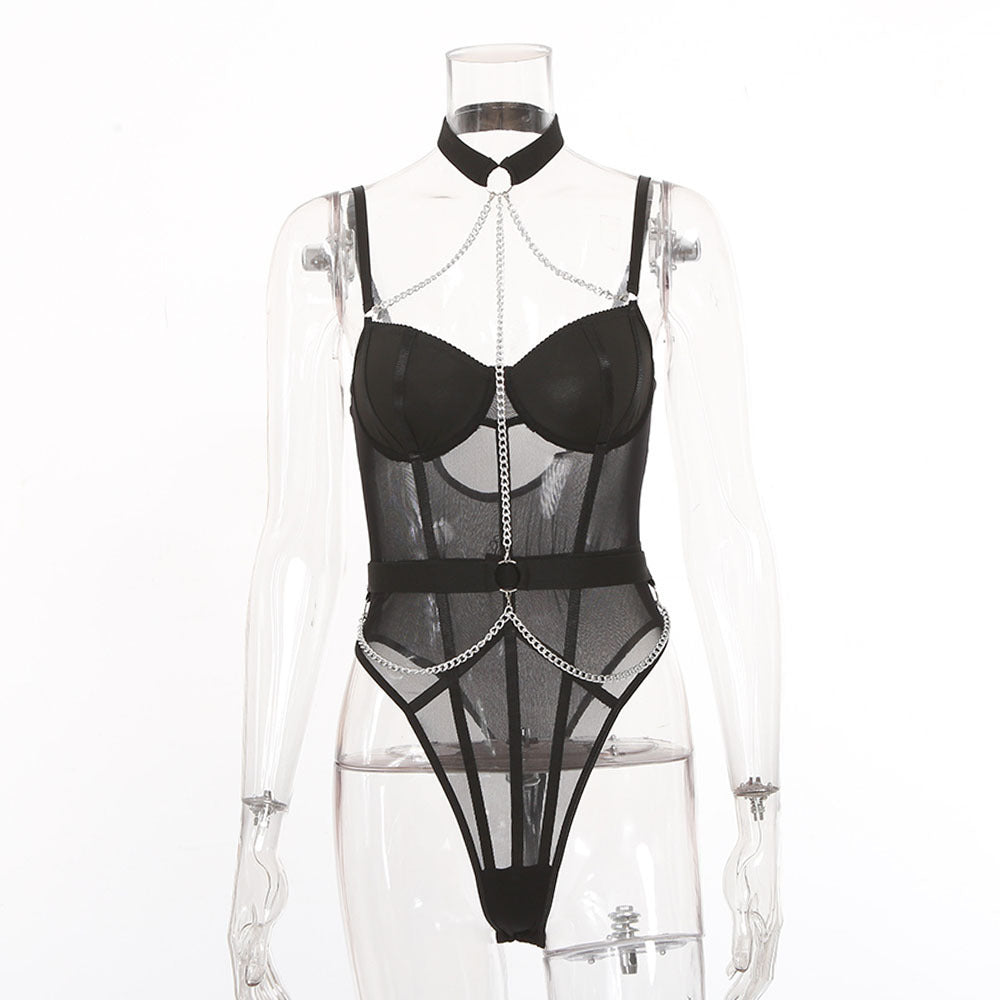 Sexy Backless Metal Chain Bodysuit