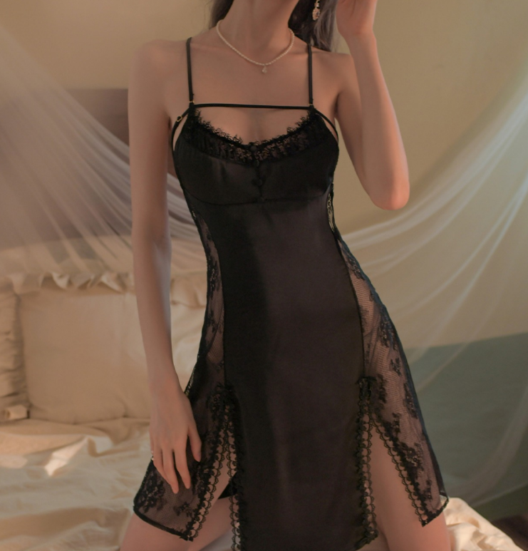 Thin Lace Slit Sexy Chemise