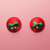 Red & Green Bow Bell Nipple Pasties