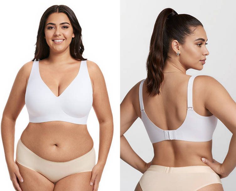 Seamless Wireless Deep V Full Coverage Soft Nylon Comfort Bra