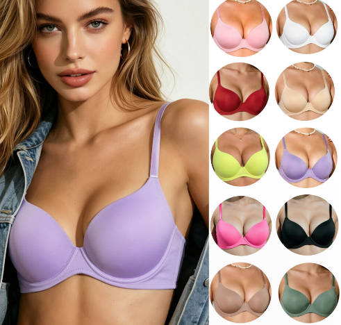 3/4 Cup Seamless Smooth Women Bra, Thin Shoulder Straps, Breathable Support Bra, Push‑Up Anti‑Sagging Brassiere