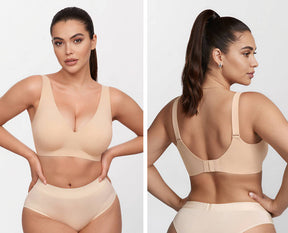Seamless Wireless Deep V Full Coverage Soft Nylon Comfort Bra