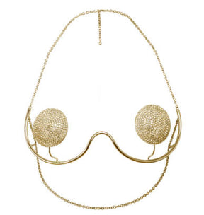 Women Exaggerated Rhinestone Circular Sexy Bikini Body Chain