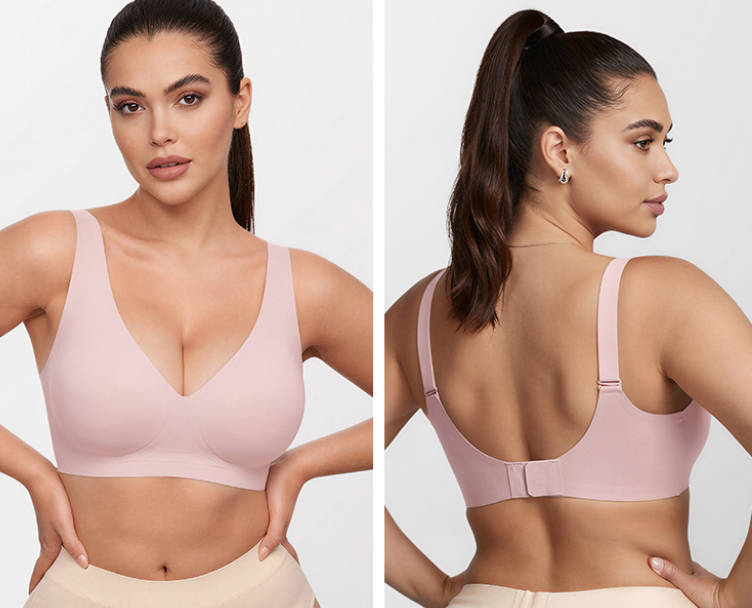 Seamless Wireless Deep V Full Coverage Soft Nylon Comfort Bra