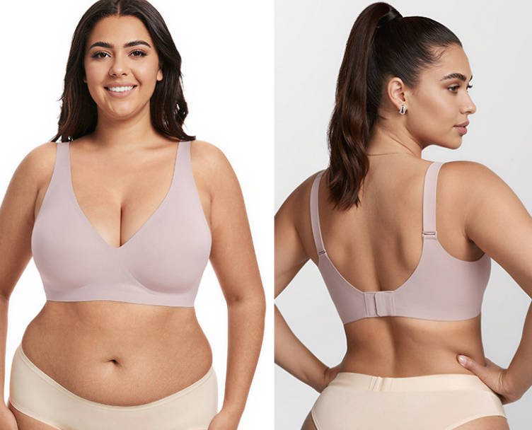 Seamless Wireless Deep V Full Coverage Soft Nylon Comfort Bra