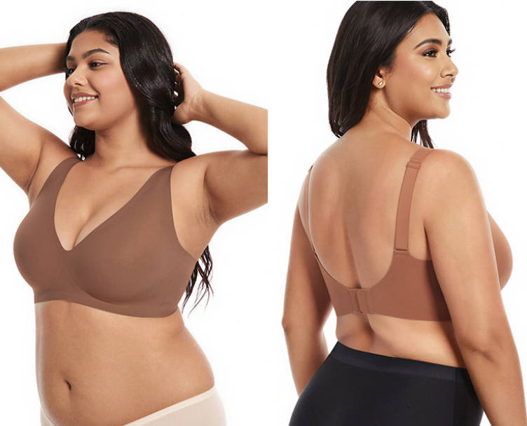Seamless Wireless Deep V Full Coverage Soft Nylon Comfort Bra
