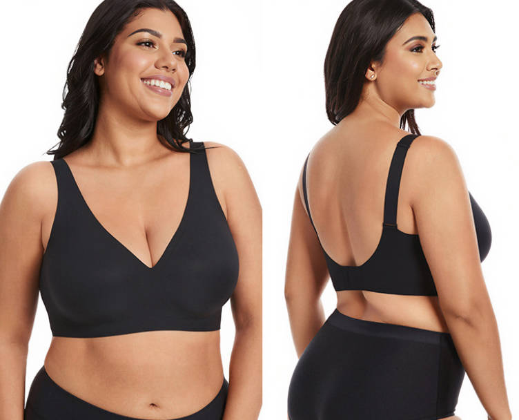Seamless Wireless Deep V Full Coverage Soft Nylon Comfort Bra