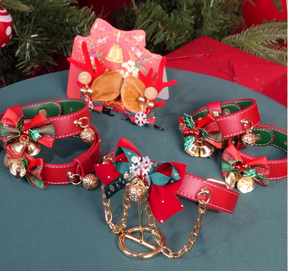 Sexy Christmas Choker With Handcuffs And Anklet Restraints