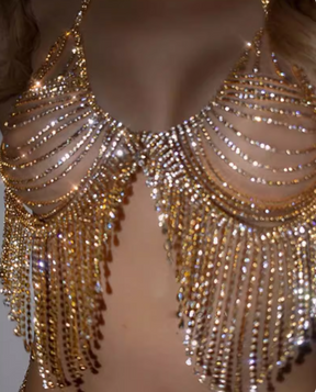 Rhinestone Fringe Chain Bralette