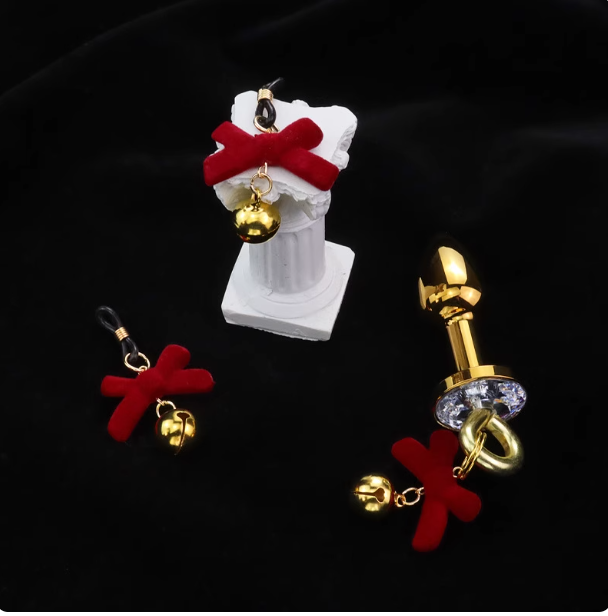 Cute SM Nipple Clamps With Bell And Red Bow