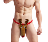 Men’s Christmas Reindeer Thong With Plush Extension