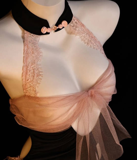 Vintage Sexy Lace Trim Cami Open Crotch Dress Lingerie With Socks